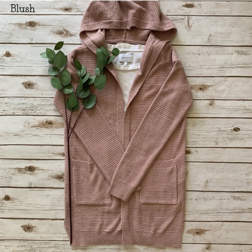 Hooded Ribbed Cardigan